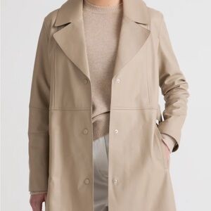 Cream Leather Trench Coat